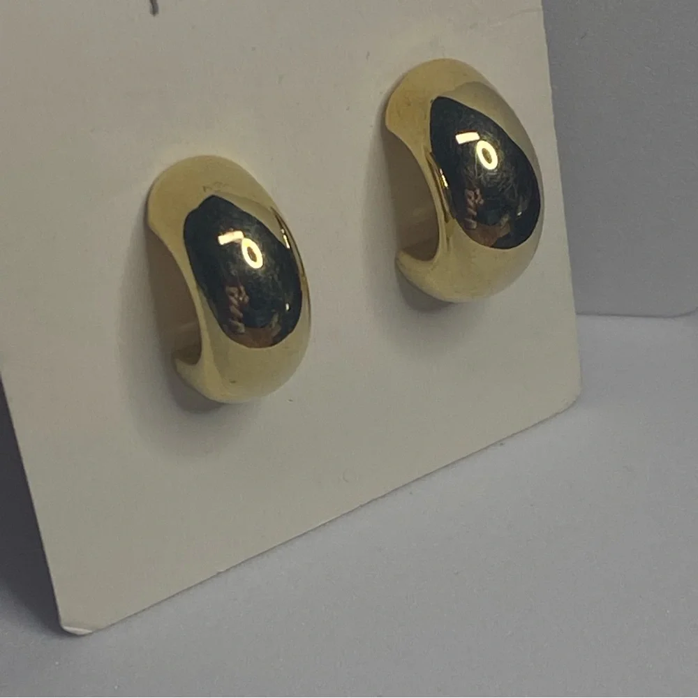 Vintage Kenneth Jay Lane Gold Tone Hoop Earrings bold KJL - Picture 3 of 3